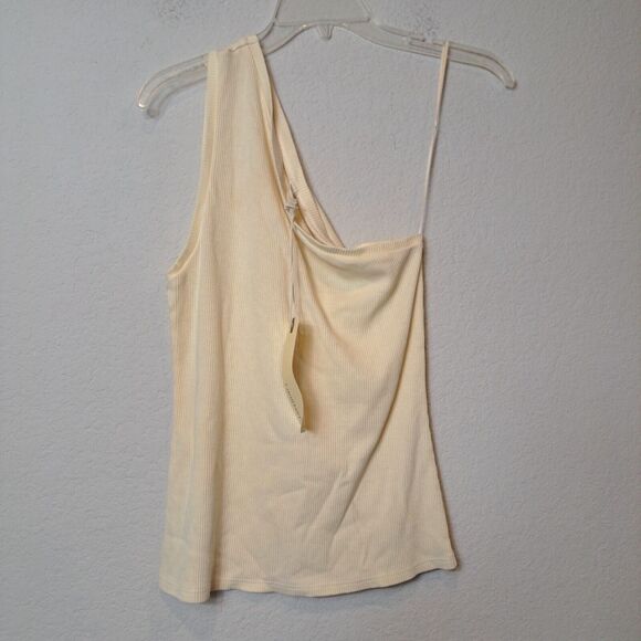 Lanston Revolve Declan One Shoulder Tank Top Butter Ribbed Stretch Womens XS NWT - Picture 3 of 10